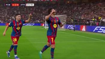 巴萨1-0领先毕巴！费尔明射门踢呲变助攻，费兰扫射破门